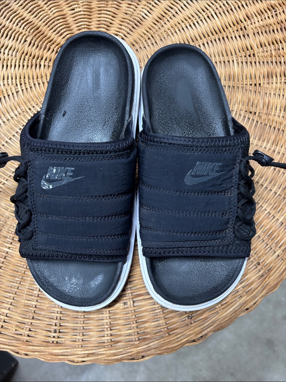 Nike Black Slide Sandals with White Trim